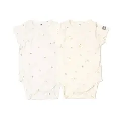 Body Maniche Corte Print Animals Mix - Taglia 0-1 Mese- 2 Pezzi Rosa e Bianco
