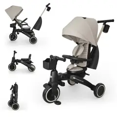 Kinderkraft Triciclo Pieghevole JAZZ 3 Beige – da 9 Mesi a 5 Anni