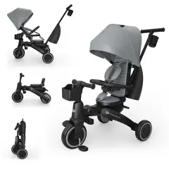 Kinderkraft Triciclo Pieghevole JAZZ 3 Grey – da 9 Mesi a 5 Anni