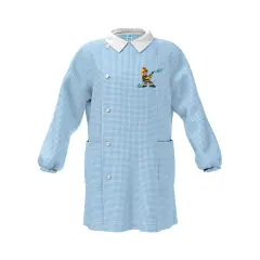 Grembiule Bambino Asilo Pompiere Quadrettato Azzurro 6 Anni