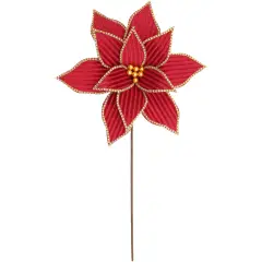 Poinsettia Natalizia Ellide Rossa Effetto Velluto 45 cm
